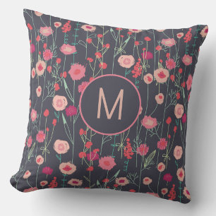 Coussin Fleur de monogramme foncée