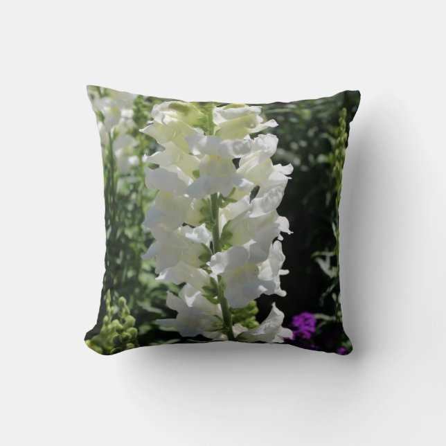 Coussin Fleur de Muflier Blanc Jardin Fleurs Nature  (Recto)