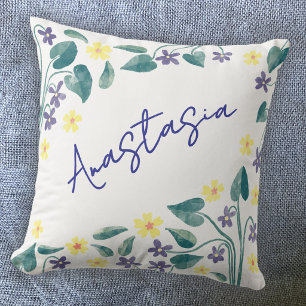 Coussin Fleur de naissance de février Violet Primrose Pers