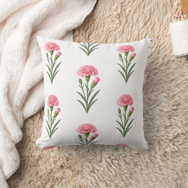 Coussin Fleur de naissance de janvier, Carnation Botanique (Couverture)