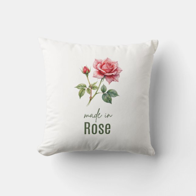 Coussin Fleur de naissance Rose de juin Plate Merci  (Recto)