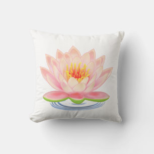 Coussin Fleur de nénuphar rose sur fond blanc