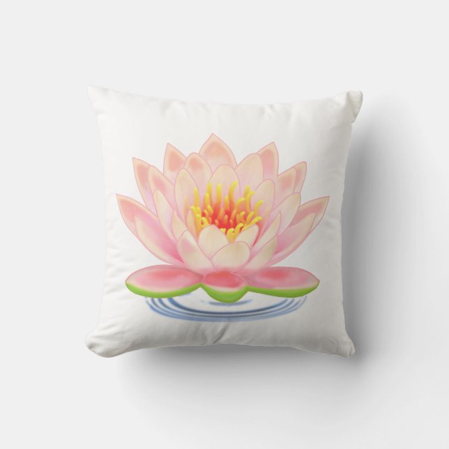 Coussin Fleur de nénuphar rose sur fond blanc (Recto)
