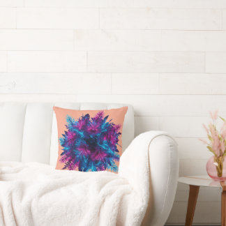 Coussin Fleur de néon : Bioluminescent floral futuriste