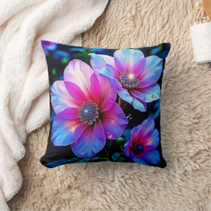 Coussin Fleur de néon fleur design de lumière magique