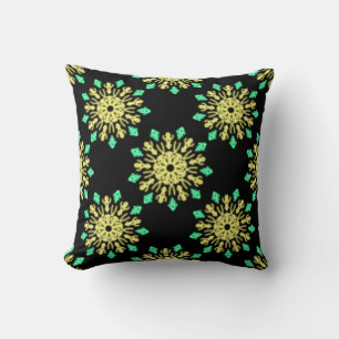 Coussin Fleur de néon jaune et vert