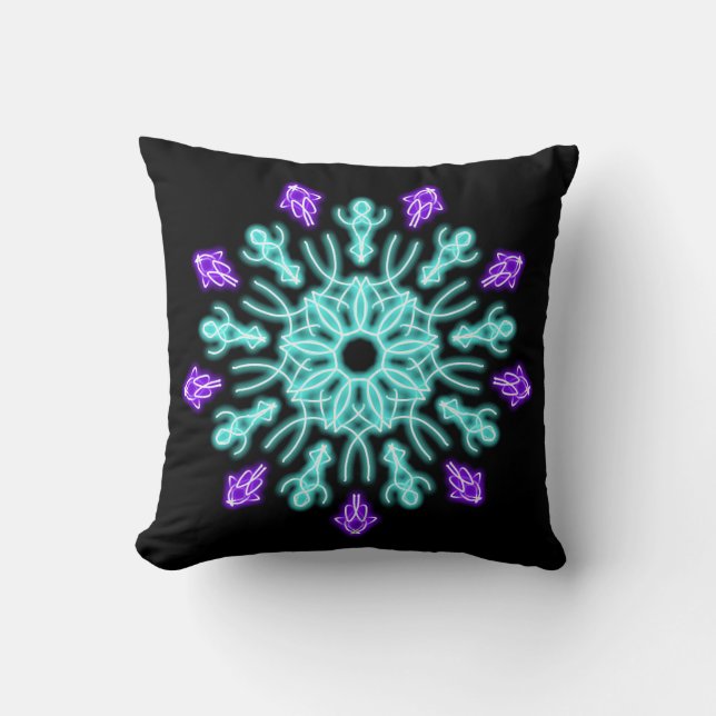 Coussin Fleur de néon pourpre et turquose (Recto)