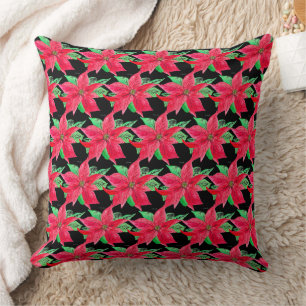 Coussin Fleur de Noël rouge de Poinsettia