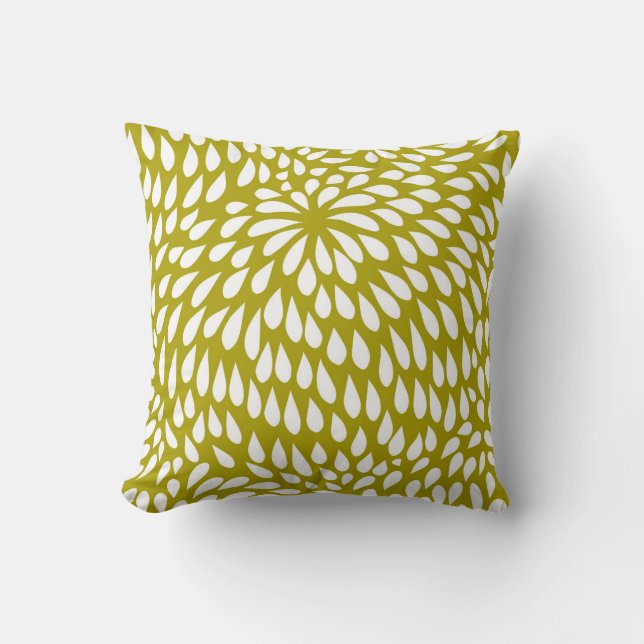 Coussin Fleur de Paisley dans vert Chartreuse et le blanc (Recto)