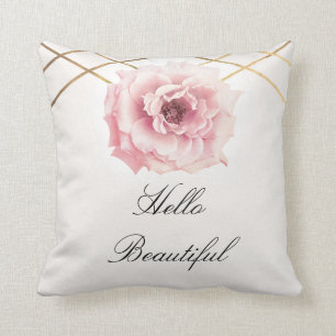 Coussin Fleur de paon florale rose et or Glam sur mesure C