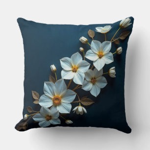 Coussin 🌼 Fleur de papier blanche Accent de décoration de