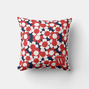 Coussin Fleur de Pâquerette Prépa – Monogramme Rouge Blanc