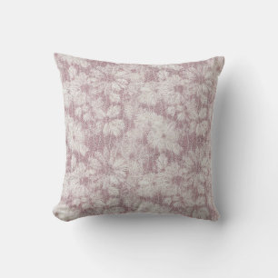 Coussin Fleur de Pâquerette Velouté Rose Poussiéreuse