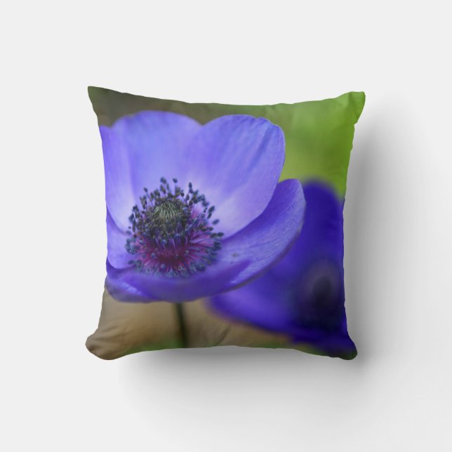 Coussin Fleur de pavot bleu (Recto)