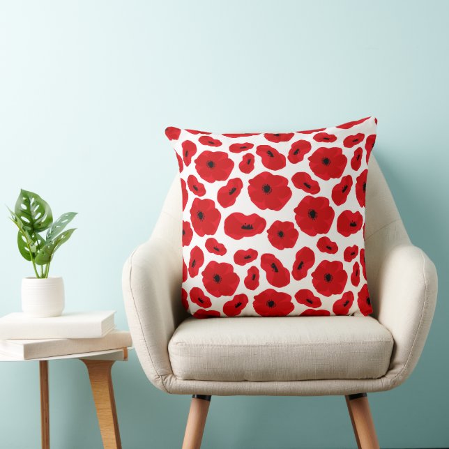 Coussin Fleur de pavot élégante et personnalisable (Chaise)