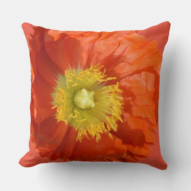 Coussin Fleur de pavot orange orange clair (Recto)