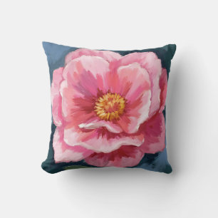 Coussin Fleur de pivoine rose aquarelle florale