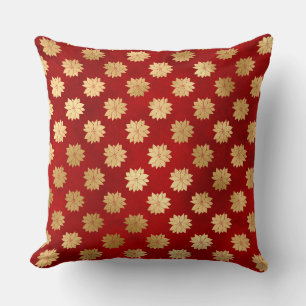 Coussin Fleur de Poinsettia d'hiver en papier d'aluminium