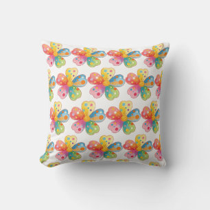 Coussin Fleur de point coloré aquarelle