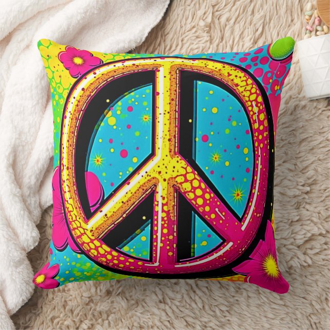 Coussin Fleur de pouvoir groovy de la paix (Couverture)
