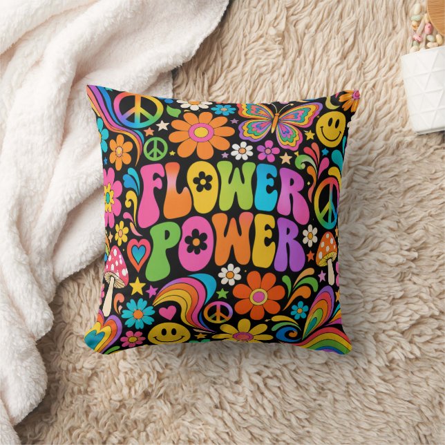 Coussin Fleur de pouvoir Groovy Maison Rétro (Couverture)