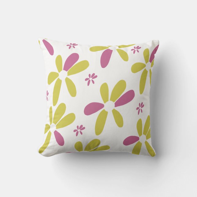 Coussin Fleur de printemps multicolore jaune rose (Recto)