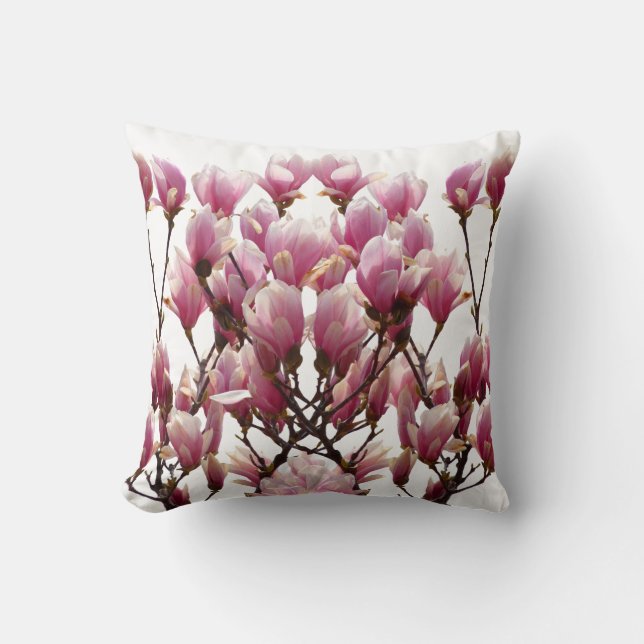 Coussin Fleur de printemps rose florissante Magnolias (Recto)
