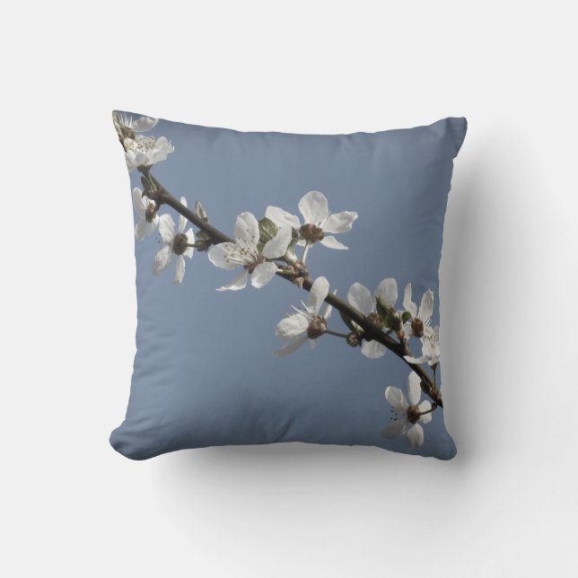 Coussin Fleur de prunier blanche pure au printemps (Recto)