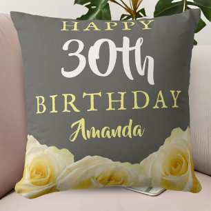 Coussin Fleur de rose jaune 30e anniversaire
