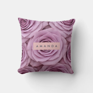 Coussin Fleur de rose mauve élégante personnalisée