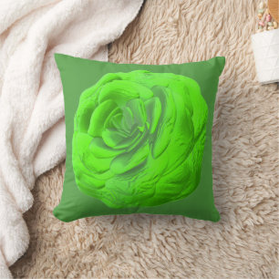 Coussin Fleur de rose verte – Design floral 3D –