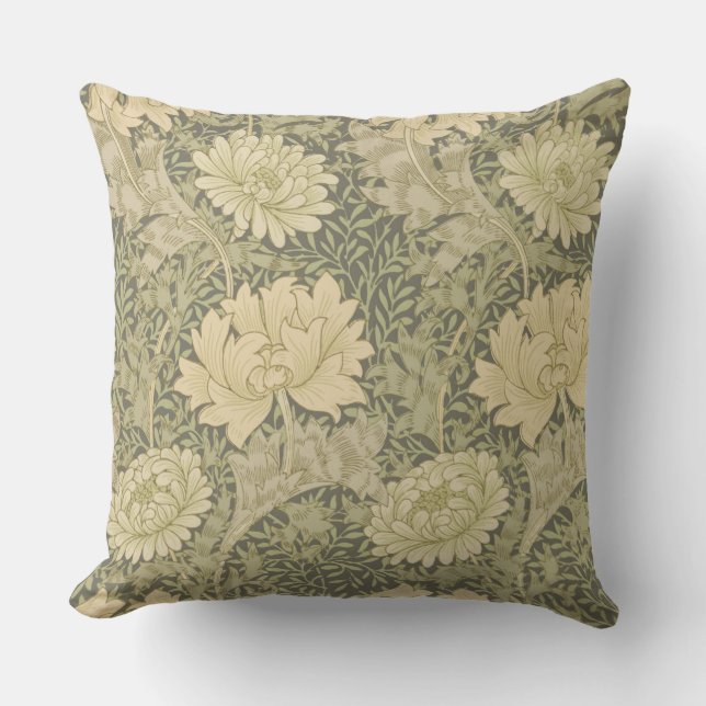 Coussin Fleur de Sauge Chrysanthème de William Morris (Recto)