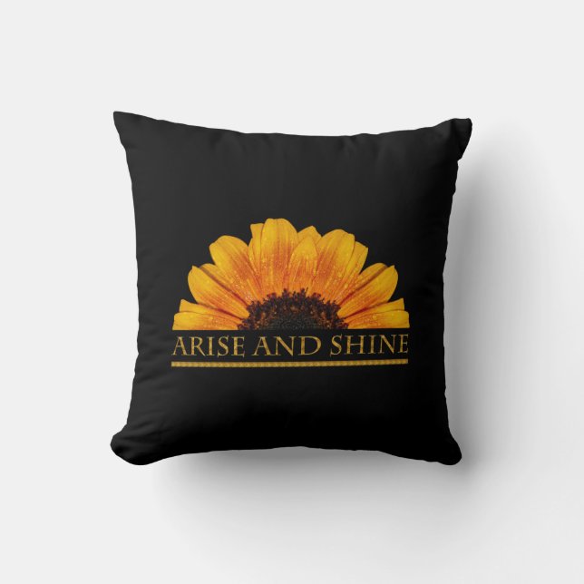 Coussin Fleur de soleil à message positif inspirant (Recto)