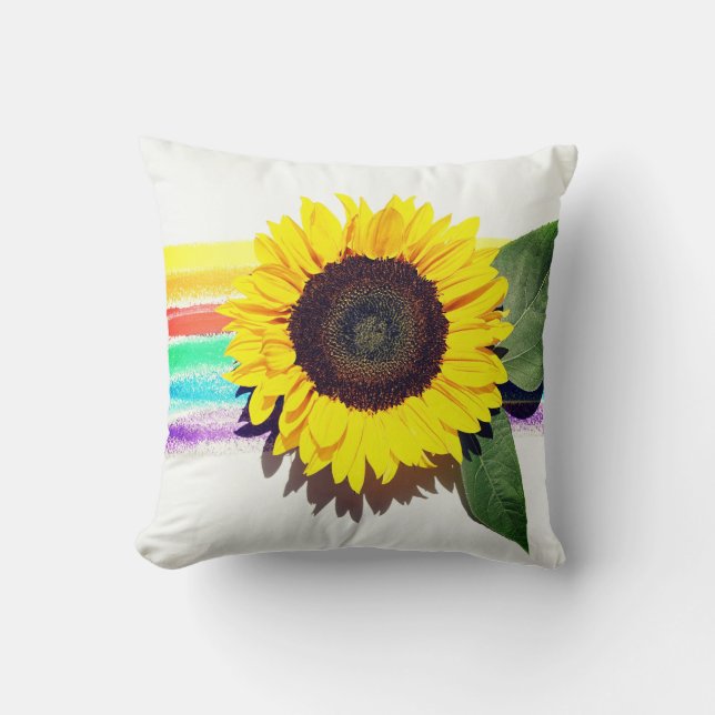 Coussin Fleur de soleil jaune fleuron blanc (Recto)