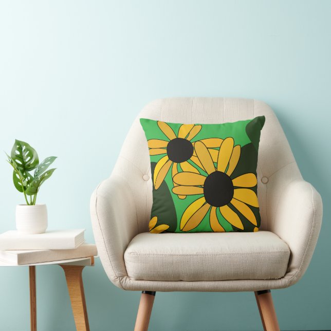 Coussin Fleur de Susan aux yeux noirs Floral (Chaise)