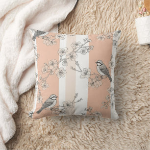 Coussin Fleur de toile rayée oiseau vintage (10)