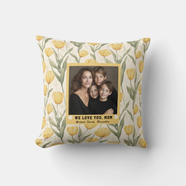 Coussin Fleur de Tulipe   Nouvelle Maman Mama Anniversaire (Recto)