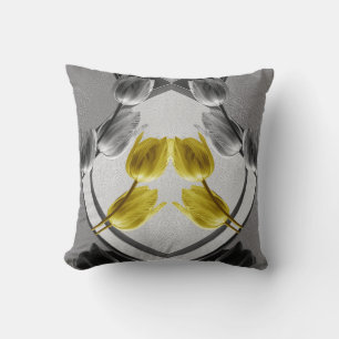 Coussin Fleur de tulipes gris et jaune 2021 couleurs