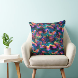 Coussin Fleur de verdigris colorée habillée de traces virt