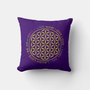 Coussin Fleur de vie avec règles de vie
