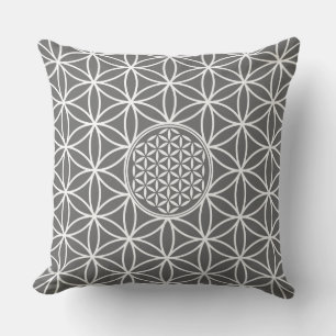 Coussin Fleur de vie - blanc clair sans soudure + votre do