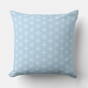 Coussin Fleur de vie Blanc sur bleu clair Répéter le Motif