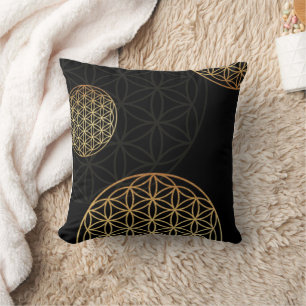 Coussin Fleur de vie Mandala doré Méditation