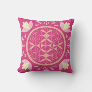 Coussin fleur de vie rose