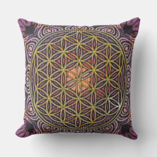 Coussin Fleur de vie - tricot sans couture motif V