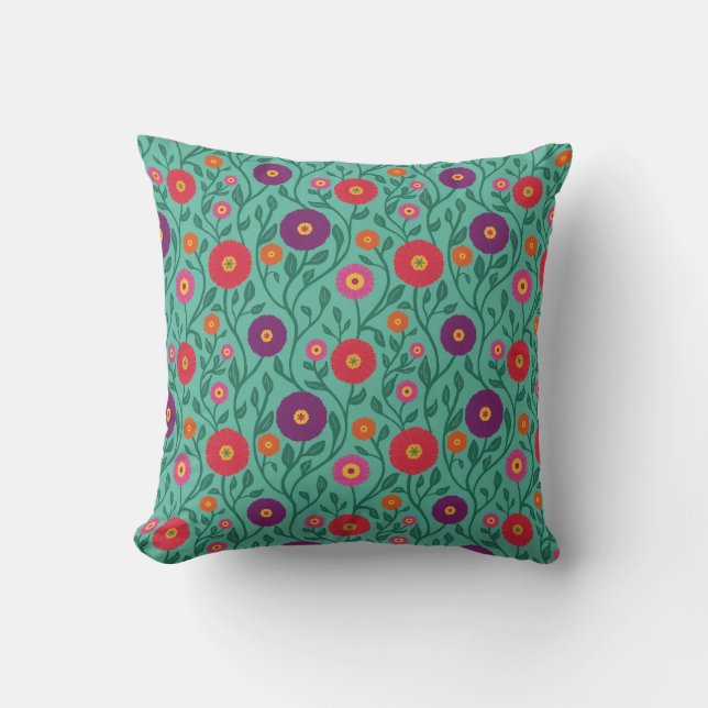 Coussin Fleur de vigne de milieu de siècle | Guirlande de  (Recto)