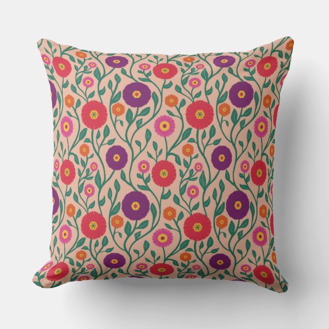 Coussin Fleur de vigne du milieu du siècle | Guirlande de  (Recto)