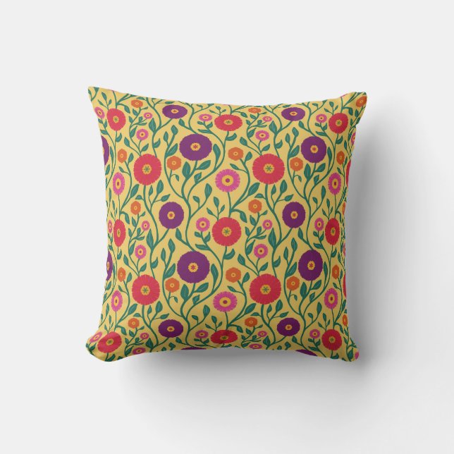 Coussin Fleur de vigne du milieu du siècle | Guirlande de  (Recto)