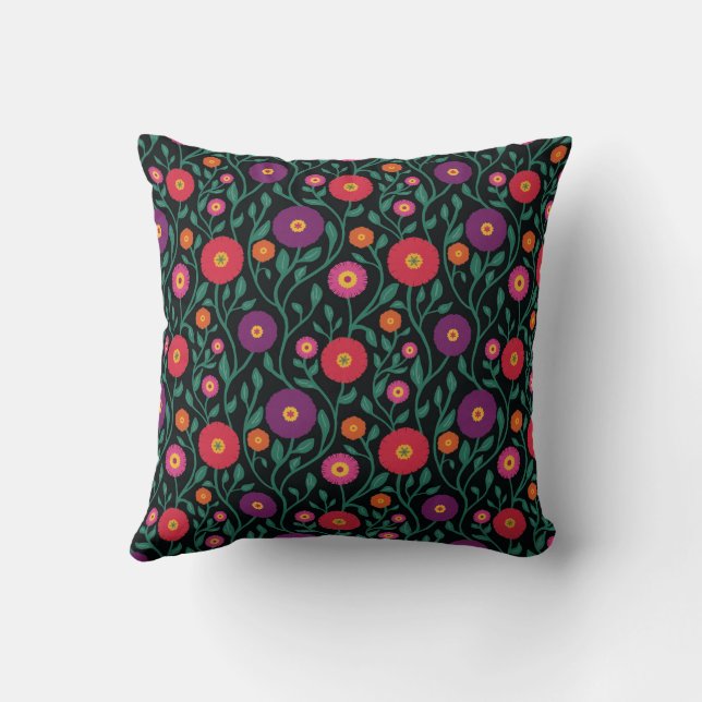 Coussin Fleur de vigne du milieu du siècle | Guirlande de  (Verso)