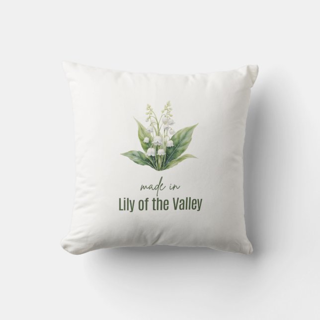 Coussin Fleur d'eau de mai Lily de la vallée aquarelle (Recto)